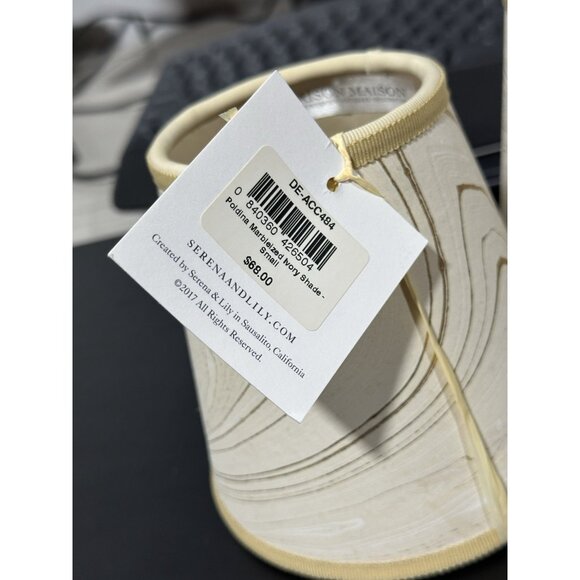 Serena & Lily x Maison Maison Poldina Marbleized Small Shade-Ivory Beige/Gold - Picture 5 of 9